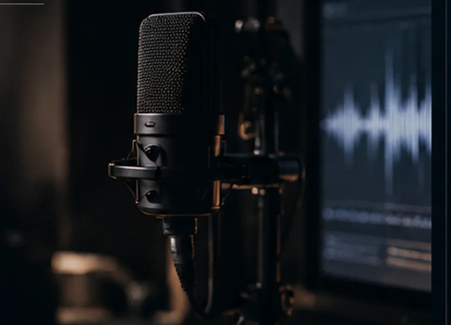 Conceptual close-up of recording equipment