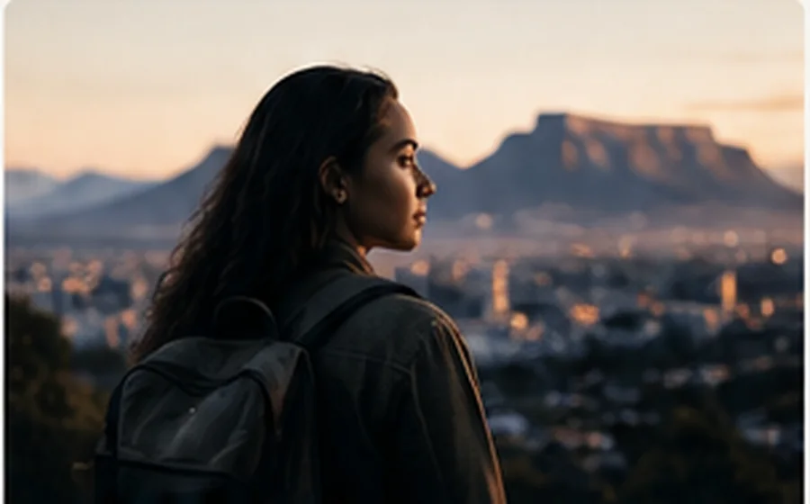 Conceptual photograph of a person looking out over Cape Town